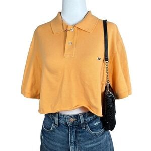 Vineyard Vines Cropped Polo Shirt Womens Medium Orange Preppy Y2K Academia